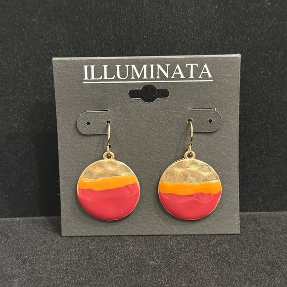 Illuminata Round Drop Earrings Hammered Gold Tone - Picture 1 of 2
